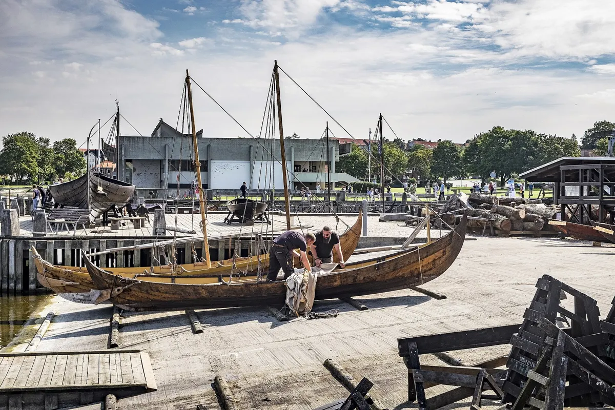 The boatyard of the Viking Ship Museum in Roskilde, a separate ticket from Kronborg Castle tickets